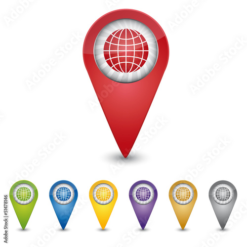 Vector: Map Pin - Globus - World Wide Web Map Pin - Globus - World Wide Web