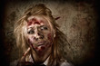 Evil grunge zombie business woman thinking idea