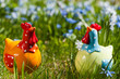 Dekohühner im Garten