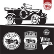 Retro car. Classic garage labels.