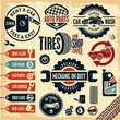 Car service icons set. Vintage labels.
