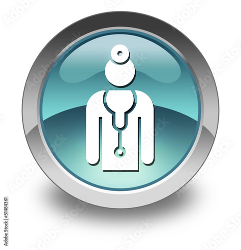 Illustration: Light Blue Glossy Pictogram "Physician" Light Blue Glossy Pictogram "Physician"