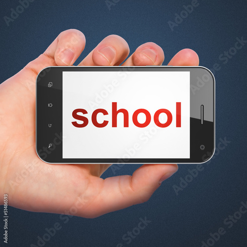 Illustration: Education concept: School on smartphone Education concept: School on smartphone