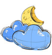 Two clouds and moon weather icon