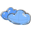 Two blue clouds weather icon