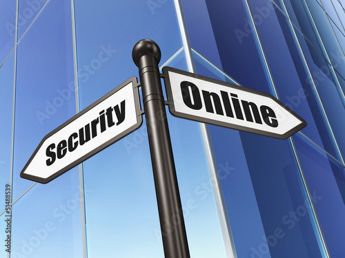 Illustration: Security concept: Online Security on Business Building backgroun Security concept: Online Security on Business Building backgroun