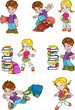Vektor: Characters. Schoolchild Characters. Schoolchild