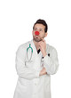 Photo: Portrait Of Thoughtful Clown Doctor Portrait Of Thoughtful Clown Doctor