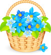 Vector basket of blue flowers
