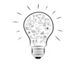 Light bulb with drawing graph inside