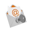 Illustration: Envelope mail with key - security concept Envelope mail with key - security concept
