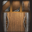 Vector metal on wood background set