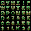 golden alphabet with green