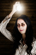 Creepy attic girl with bright halloween ideas