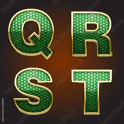 Vector: Vector golden figure with green Vector golden figure with green