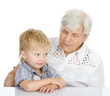 grandmother talks to the grandson. isolated 