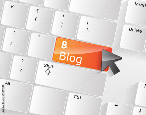 Illustration: Computer keyboard - orange key Blog, close-up Computer keyboard - orange key Blog, close-up
