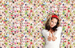 Foto: successful woman against Portraits of a lot of people successful woman against Portraits of a lot of people