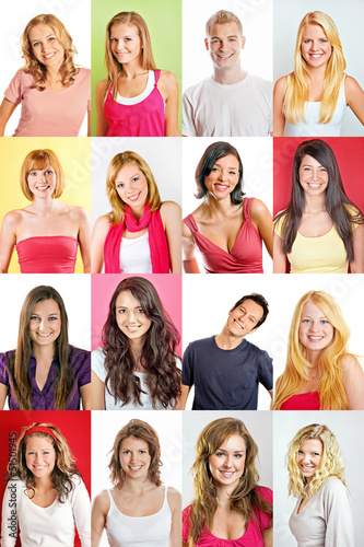 Photo: 16 Portraits of smiling people 16 Portraits of smiling people