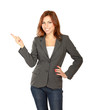 Photo: A young woman pointing at something A young woman pointing at something