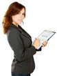 Photo: Young business woman with folder, isolated on white background Young business woman with folder, isolated on white background