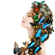 Beautiful Young Woman with Butterflies,