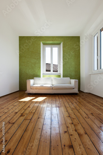 Photo: home interior, view white sofa and window home interior, view white sofa and window