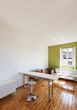 home interior, view of studio with white sofa and desk