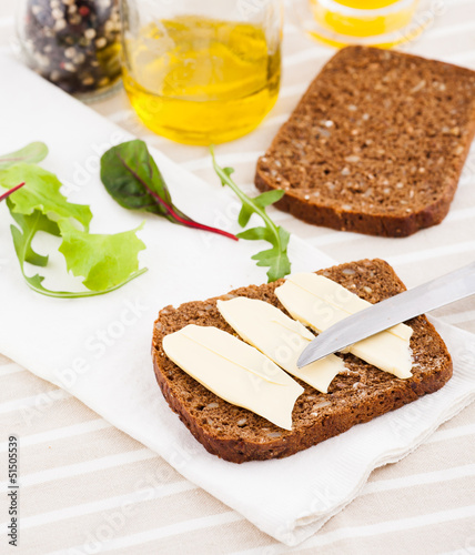 Photo: bread, knife and butter bread, knife and butter