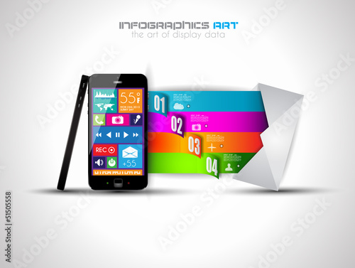 Vector: Modern Infographic with a touch screen smartphone Modern Infographic with a touch screen smartphone