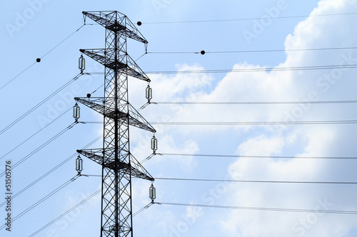 Photo: Detail of electricity pylon against Detail of electricity pylon against
