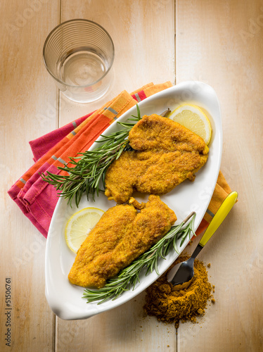 Photo: escalope with curry spice escalope with curry spice