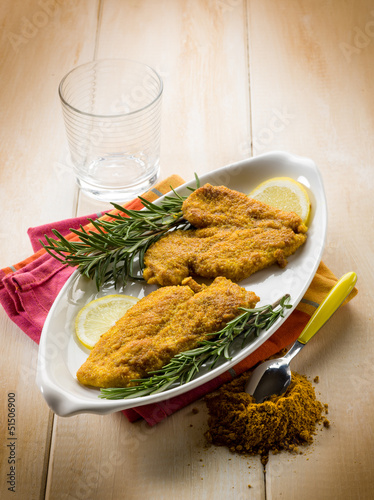Photo: escalope with curry spice escalope with curry spice