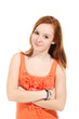 portrait of cute girl, isolated on white background