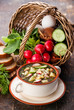 Okroshka - Russian kvass Cold Soup with Vegetables