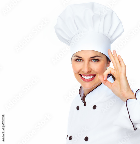 Photo: Chef woman. Chef woman.