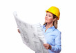 Architect woman with a plan.