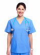 Smiling medical doctor woman with stethoscope.