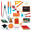 Colorful school supplies design element set