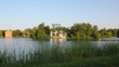 buildings and monuments on lake, Pushkin park St. Petersburg - t