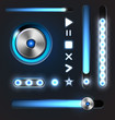 Equalizer and player metal buttons with track bar