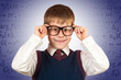 small kid prodigy on the formulas background