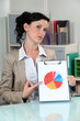 Woman with a pie chart