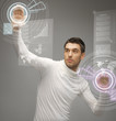 man working with virtual screens