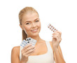 young woman with pills