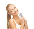 young woman with one pack of pills