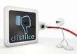 dislike symbol with futuristic 3d character