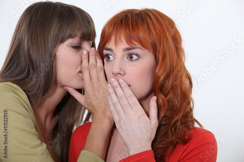Photo: two young women gossiping two young women gossiping