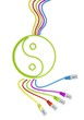 smart phone symbol with colourful network cable