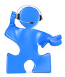 Illustration: Headset. Puzzle People with headset. Blue. Headset. Puzzle People with headset. Blue.